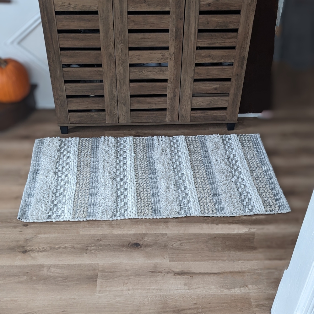 Gray and Cream Textured Rug